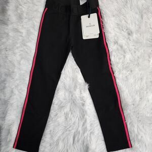 Moncler Girls Logo Contrast Side Stripe Leggings in Black sz 6